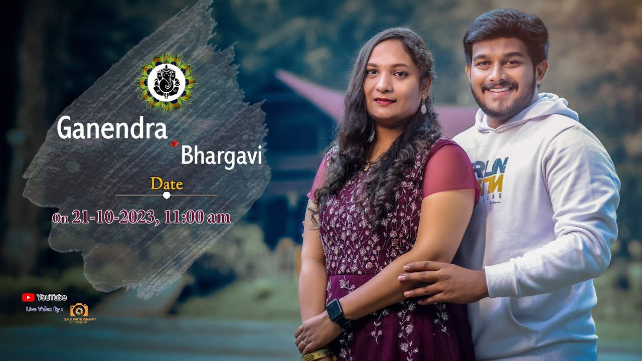 🔴Ganendra❤️Bhargavi Reception | 🎥Live Streaming on 🗓️21st October 2023