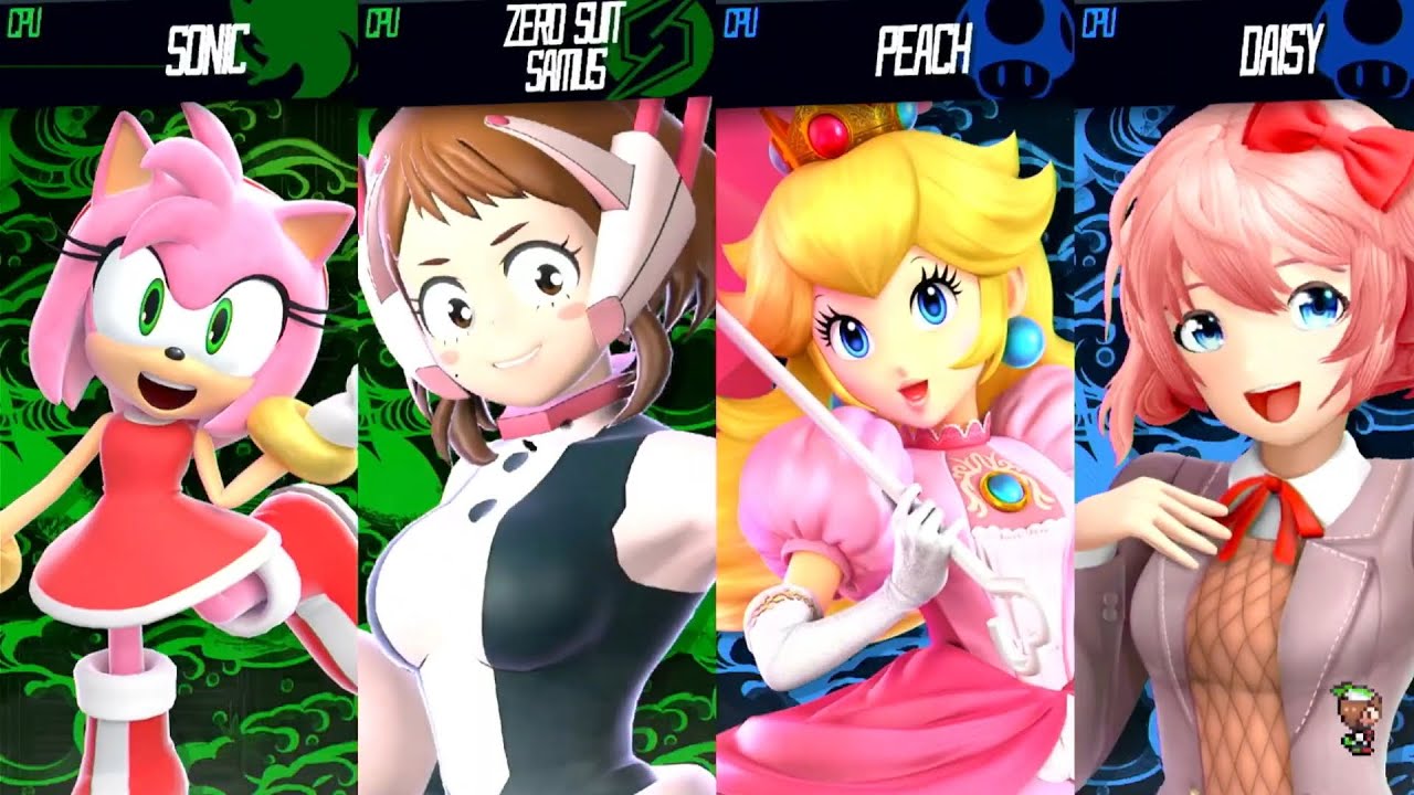 Amy & Ochaco Uraraka Vs Princess Peach & Sayori - Requested Smash Bros Battle