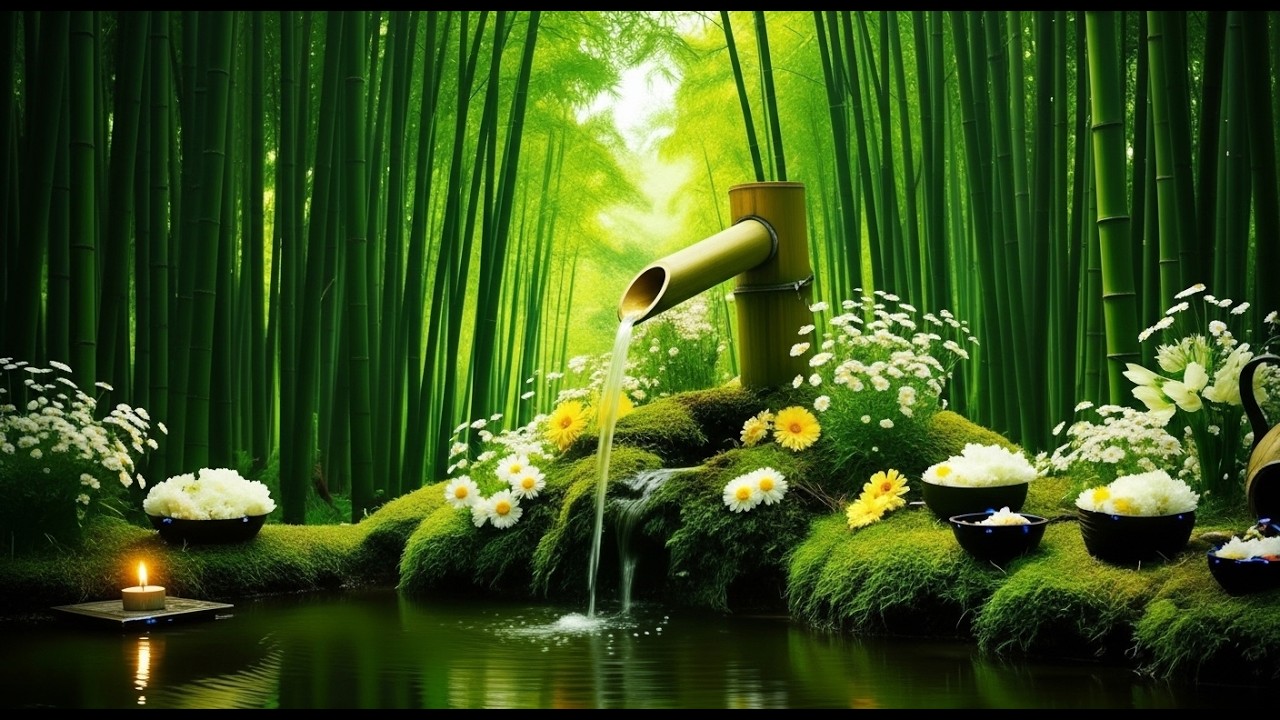 Mind Healing 🌿 Bamboo Water Sounds & Relaxing Music, Anxiety Relief