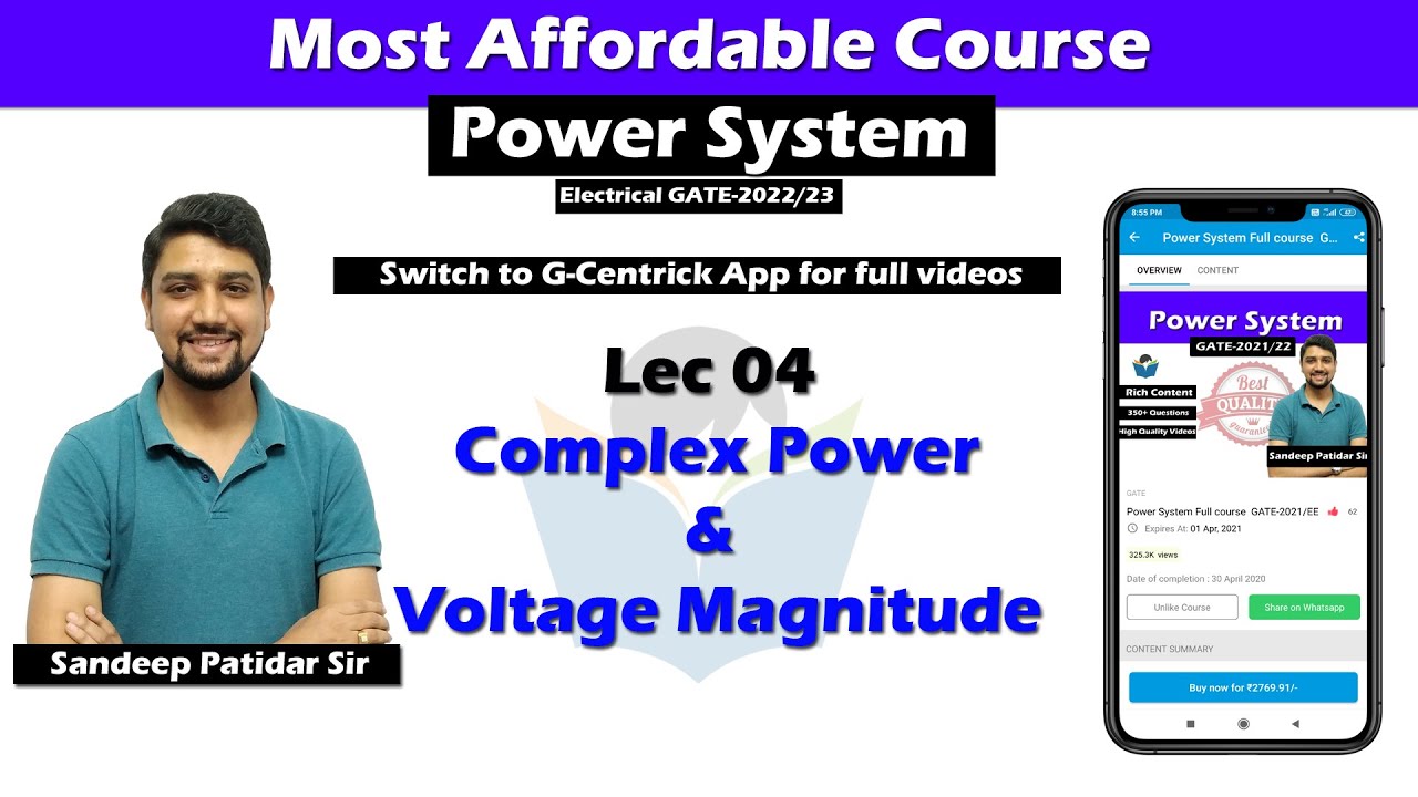 Lec 04 Complex Power and Voltage Magnitude || Power System || Sandeep Patidar Sir || GATE-2022/23