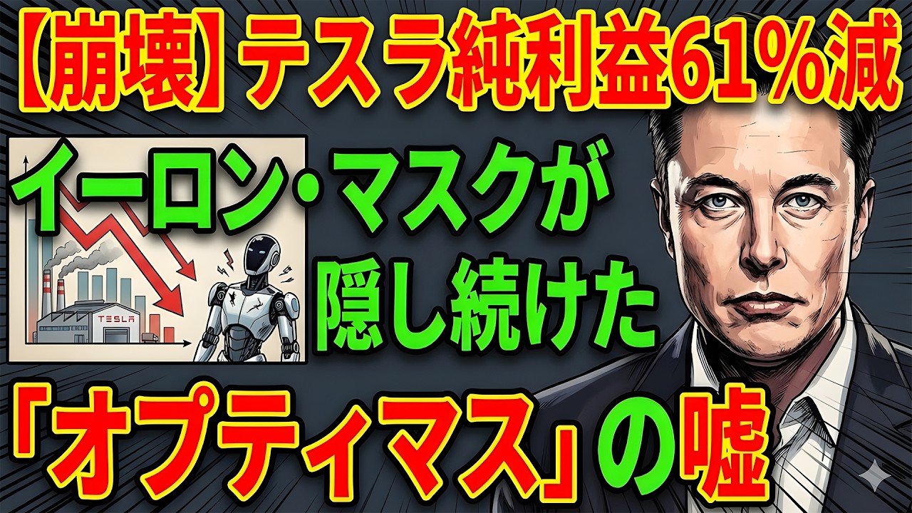 【崩壊】テスラ純利益61％減。イーロン・マスクが隠し続けた「オプティマス」の嘘