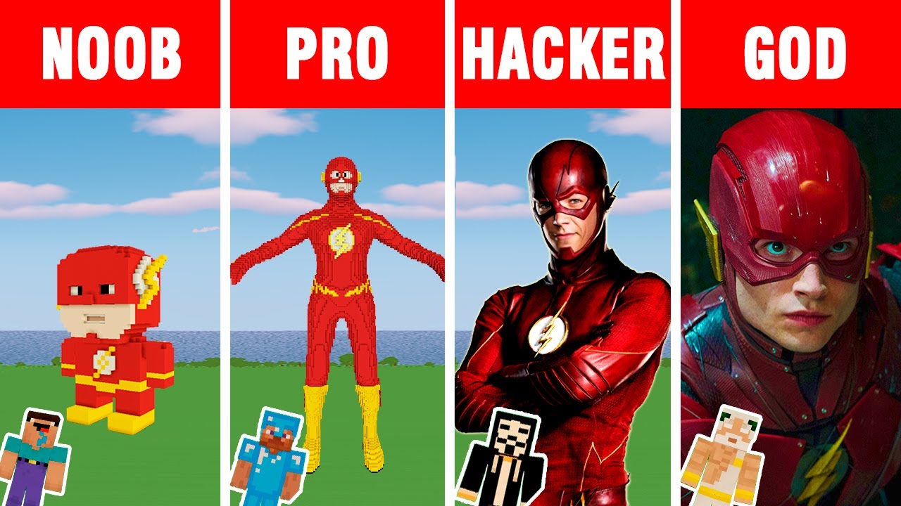 Minecraft NOOB vs PRO vs HACKER vs GOD: THE FLASH BUILD CHALLENGE in Minecraft Animation