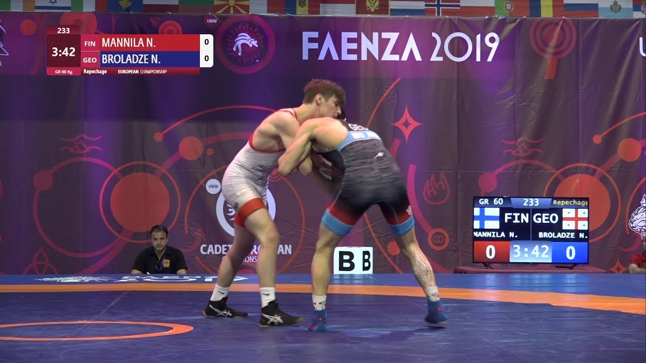 Repechage GR - 60 kg: N. MANNILA (FIN) v. N. BROLADZE (GEO)