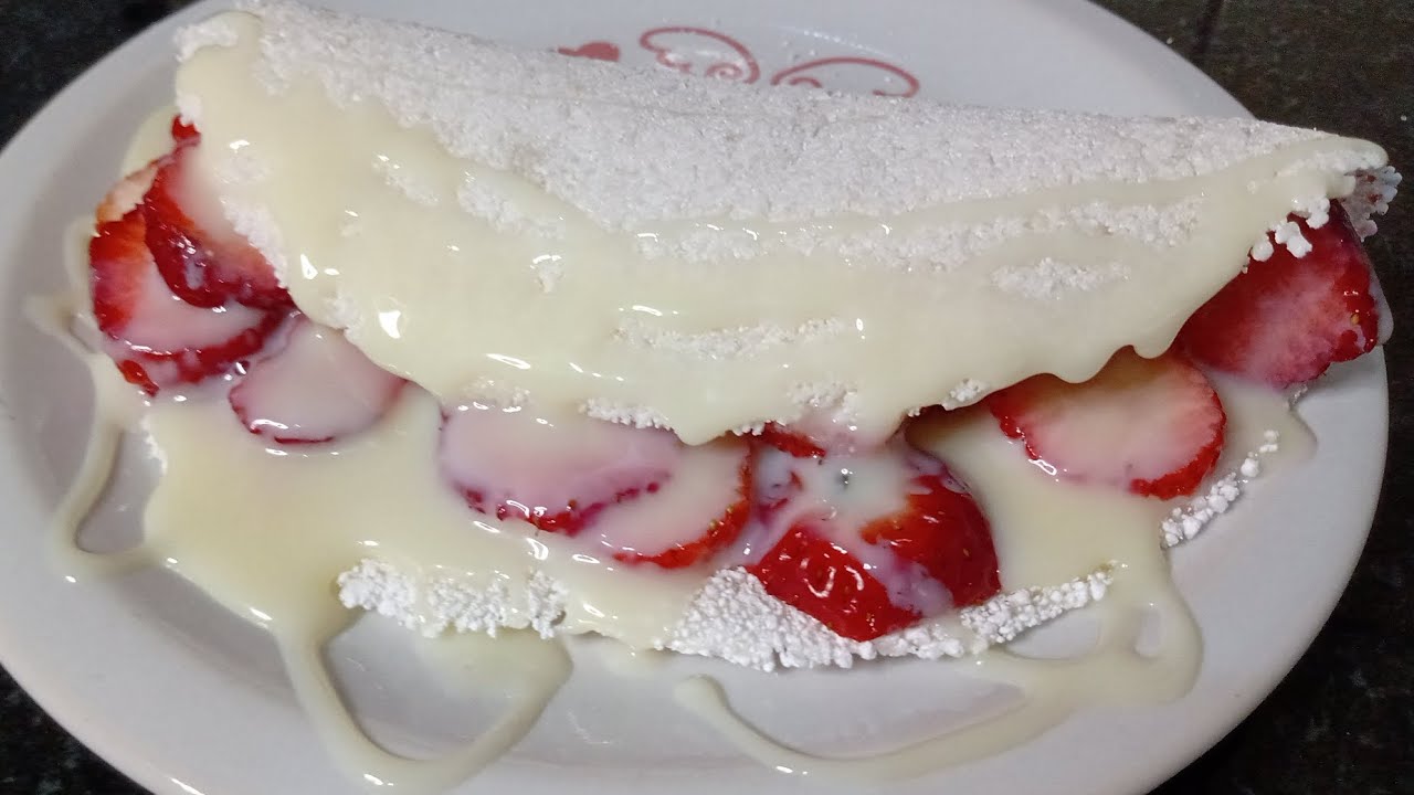 TAPIOCA DOCE COM RECHEIO DE MORANGO 🍓 LEITE CONDENSADO