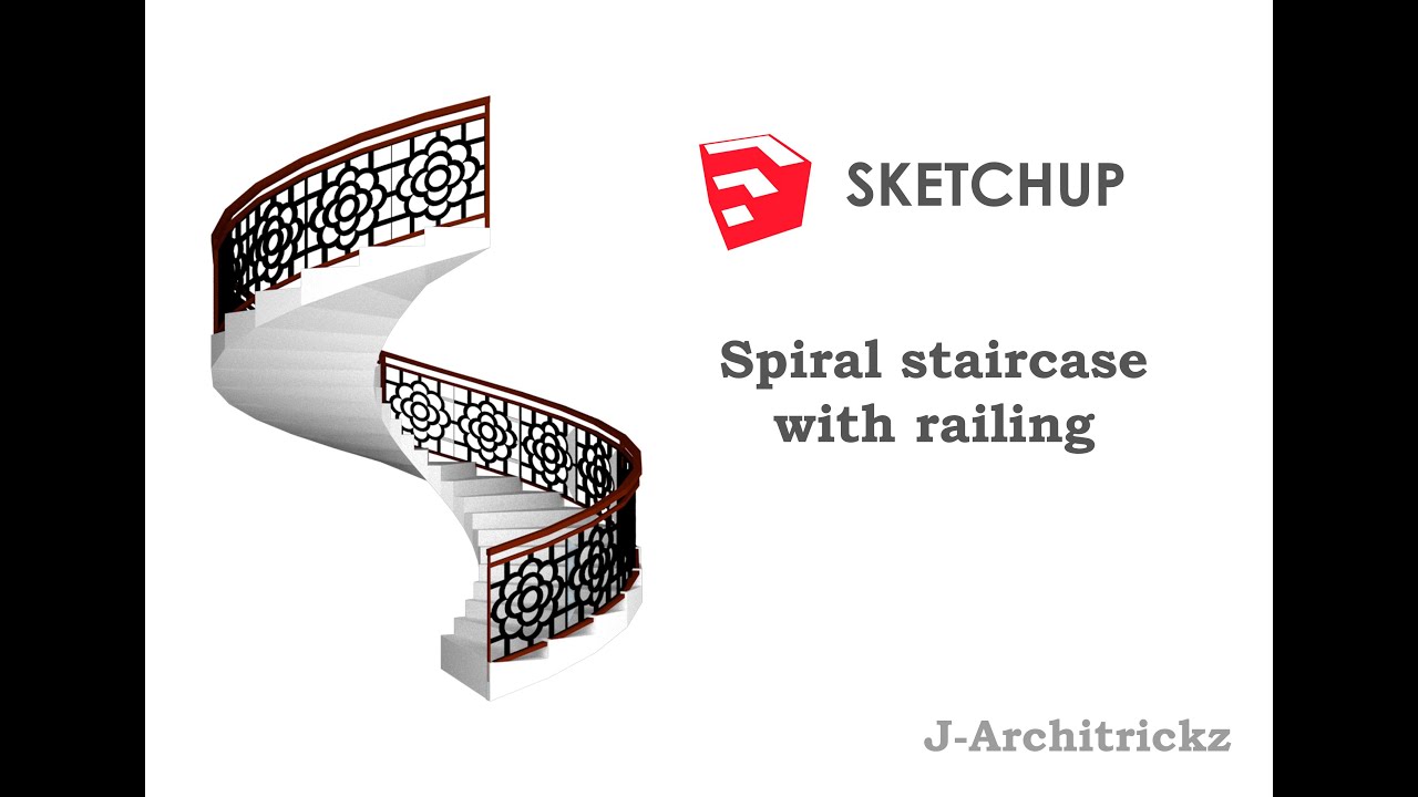 Spiral staircase with railing - Sketchup