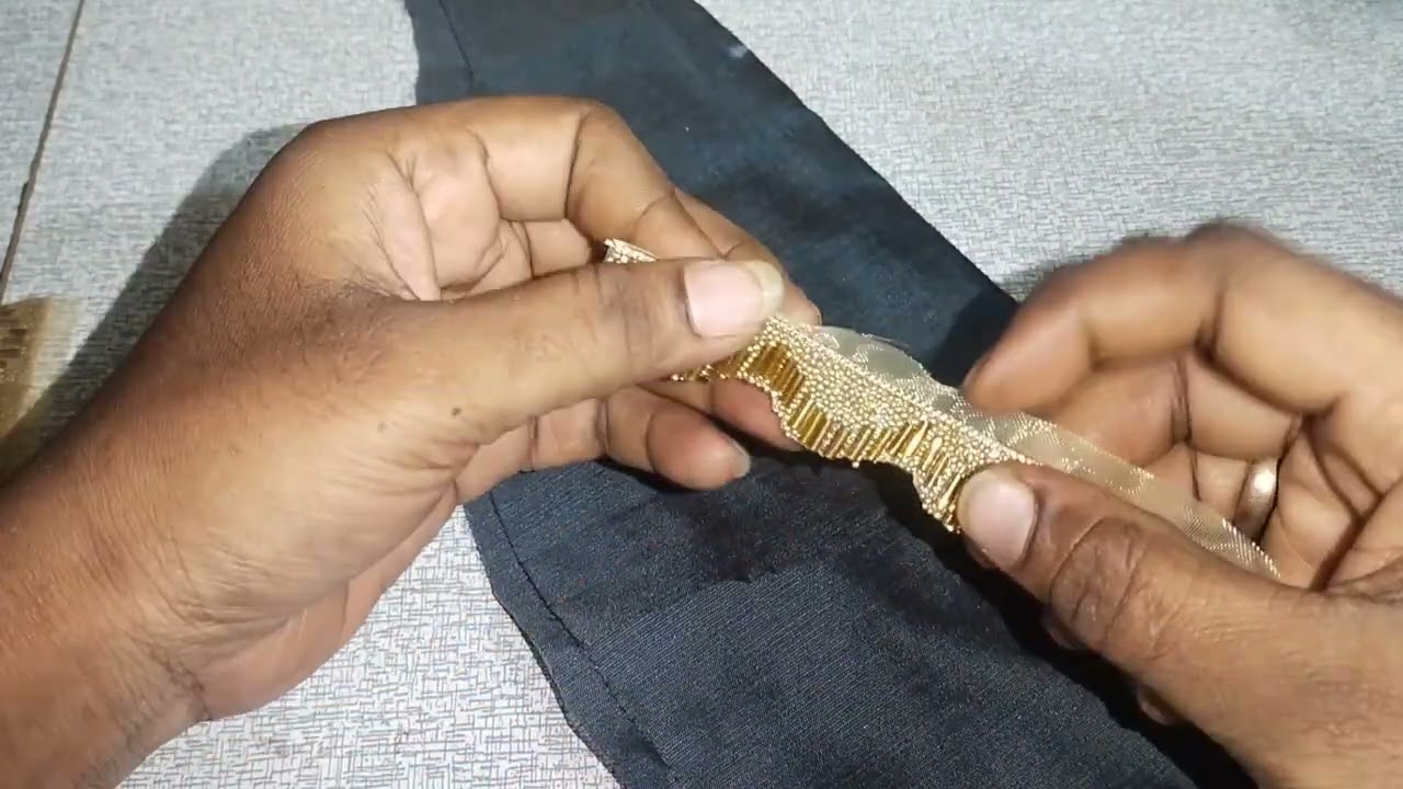 how to stitch readymade aari work material in the blouse/aari work material stitch in the sleeves