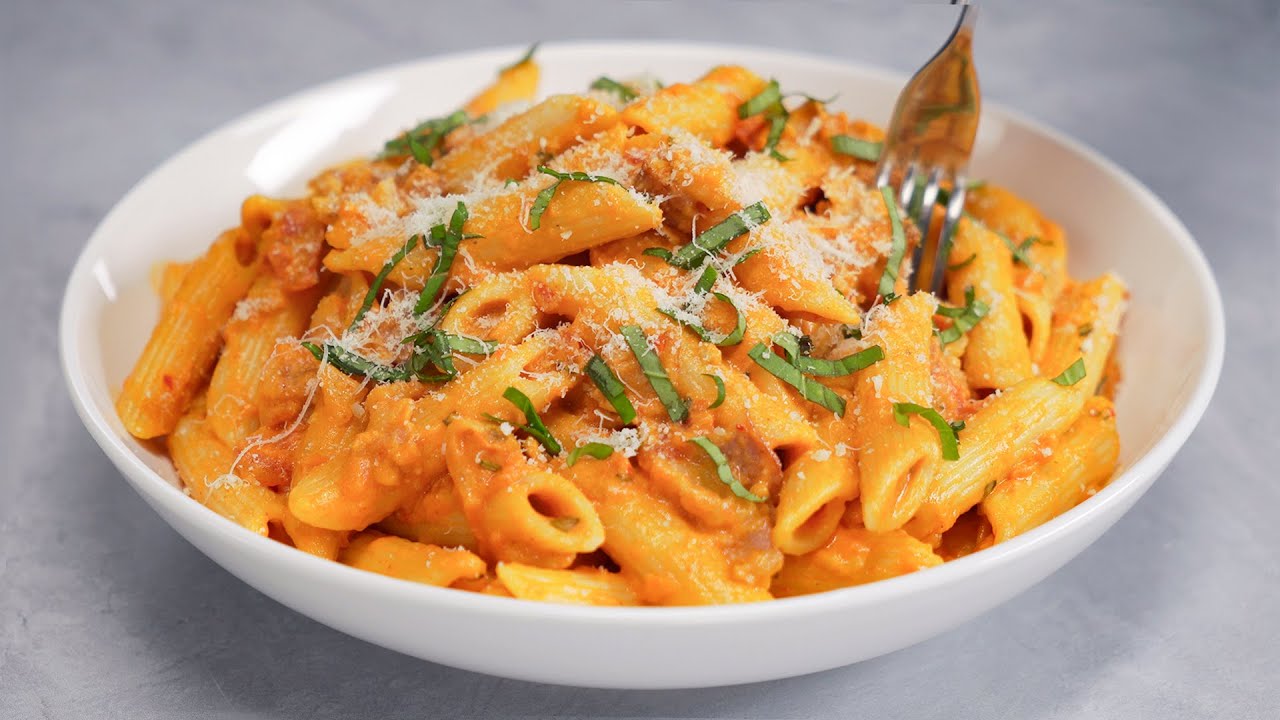 Penne alla Vodka. Italian-American Pasta in Sauce with Vodka. Recipe by Always Yummy!