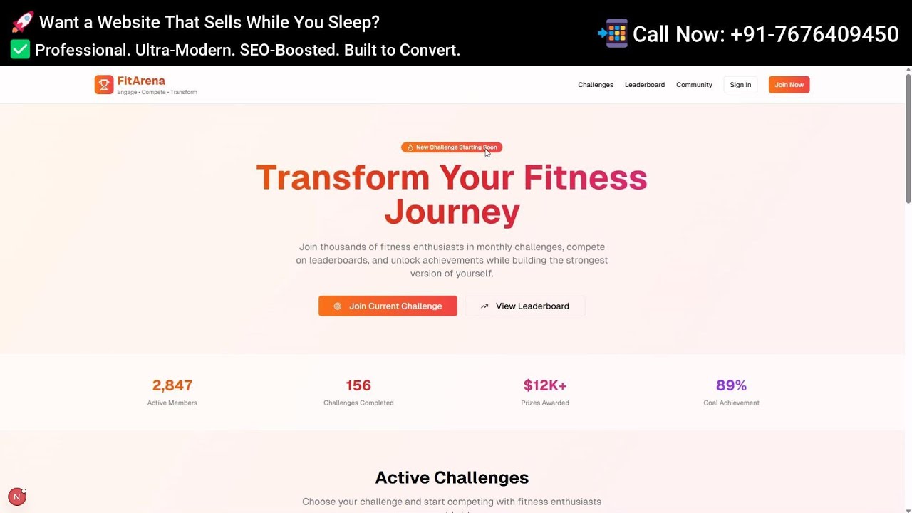 Buy Gamified Gym Website &ndash; FitArena Fitness Challenge Platform with Leaderboards