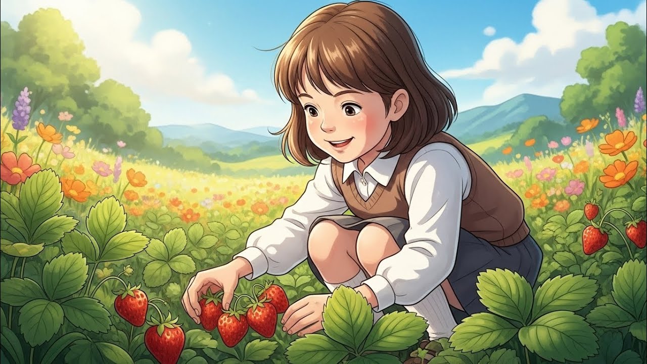 “Harvesting Juicy Fruits 🍓& Flowers | Peaceful Garden Life | Ghibli-Style | The Silent Shelter” 🌸🍓