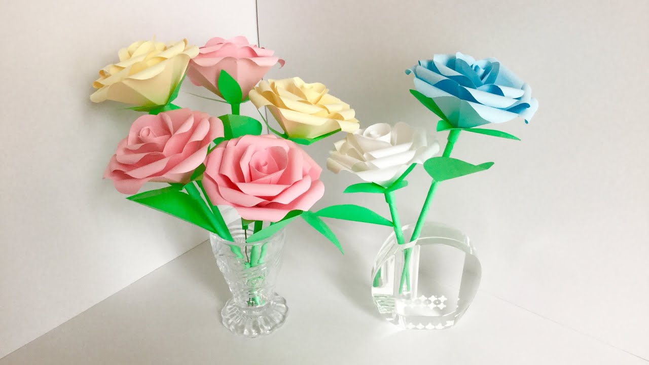 【ペーパーフラワー】茎付きのバラ  【paper flowers 】Roses with stems