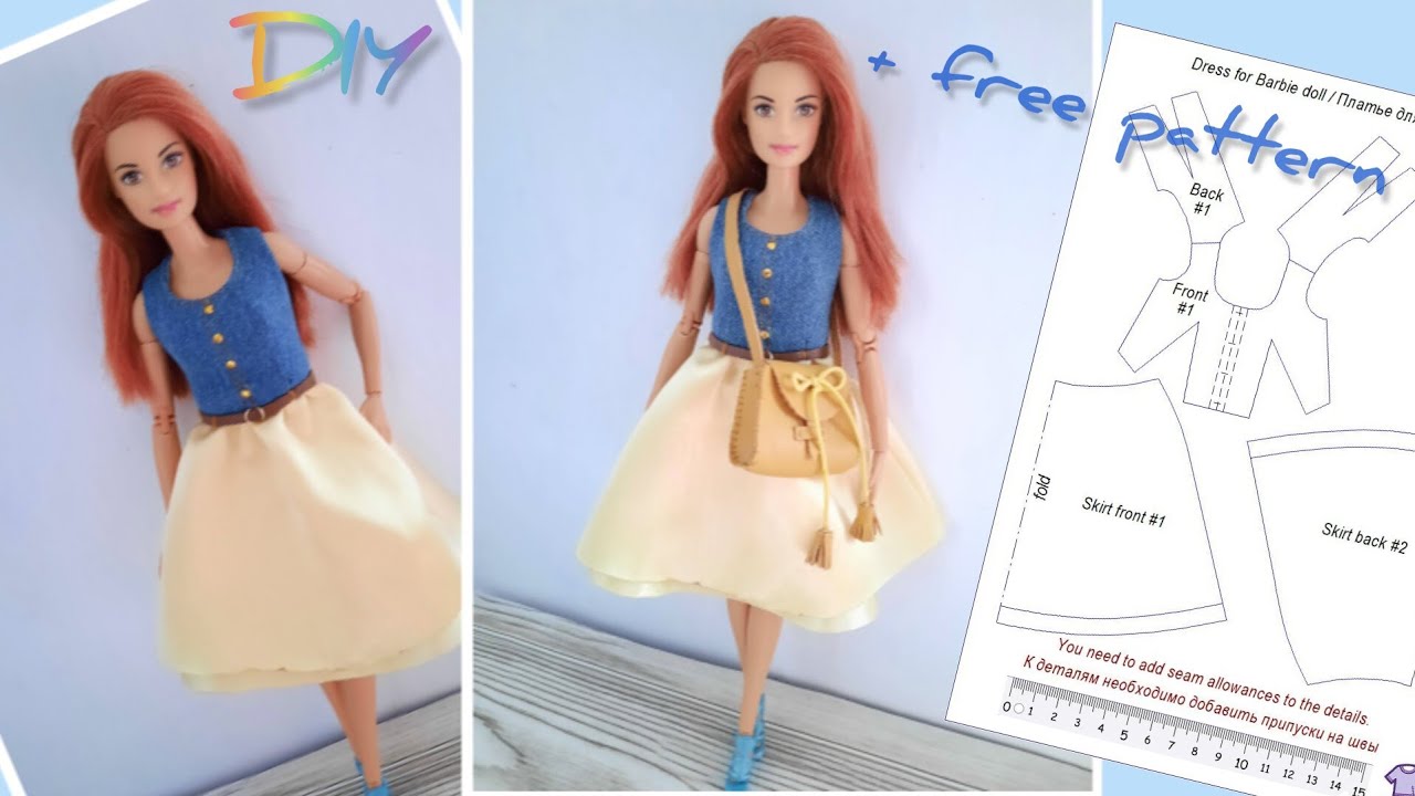 DIY dress for Barbie 👗/ Платье для Барби #clothesfordolls #одеждадлякукол