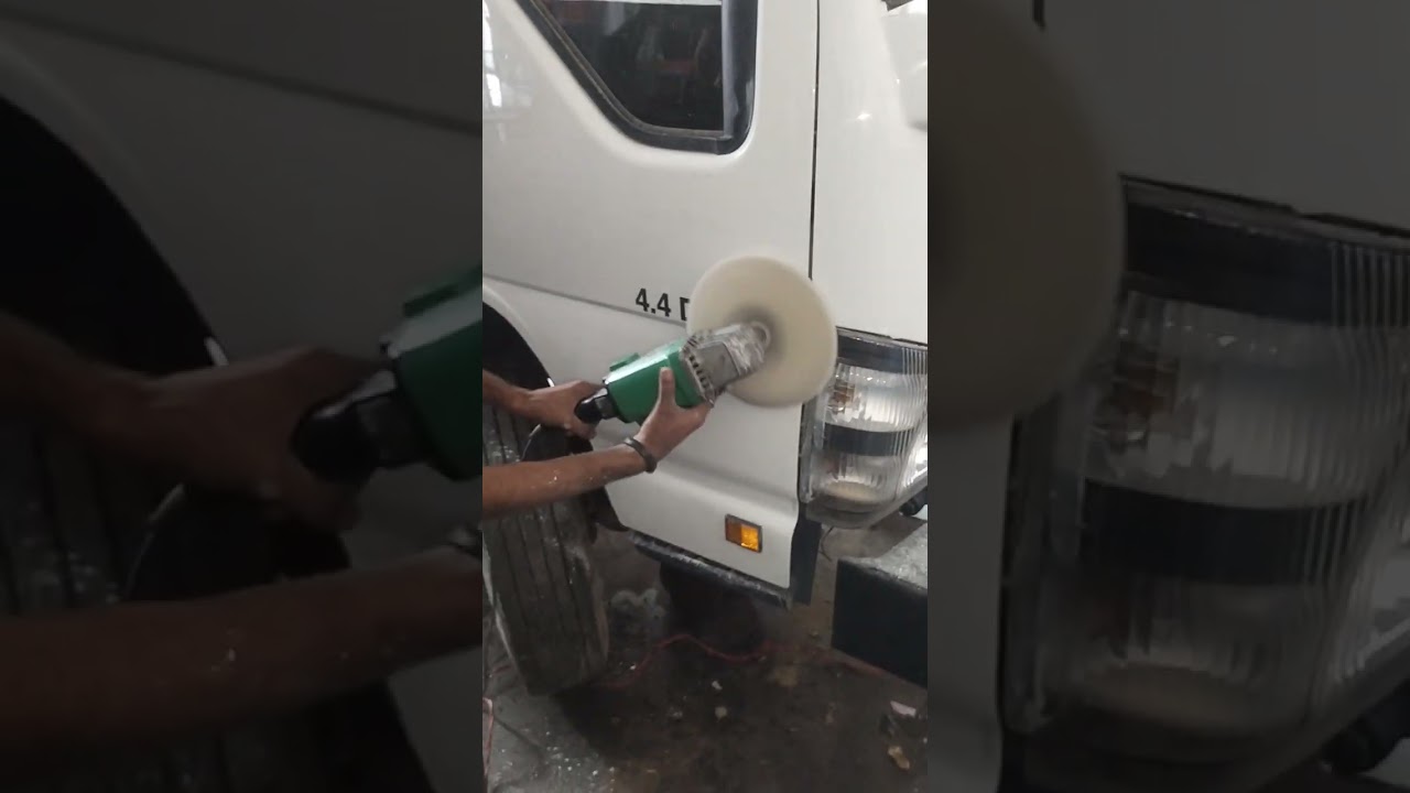 how to compound polish a cabin Isuzu NPR truck # shot video viral