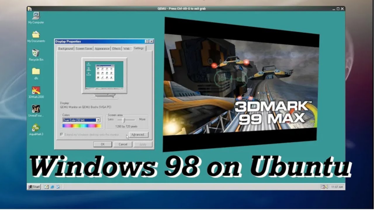 Windows 98 retro gaming emulator for Ubuntu Linux