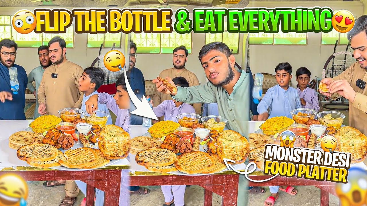 Monster Desi Food Platter Funny Bottle Flip Challenge
