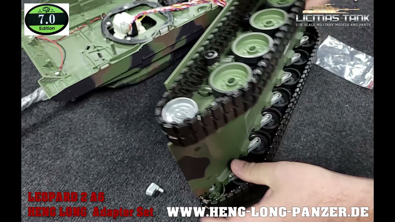 Montage Taigen Leiträder an RC Panzer Leopard 2 A6 Heng Long TK7.0 mit Adapter Set licmas-tank