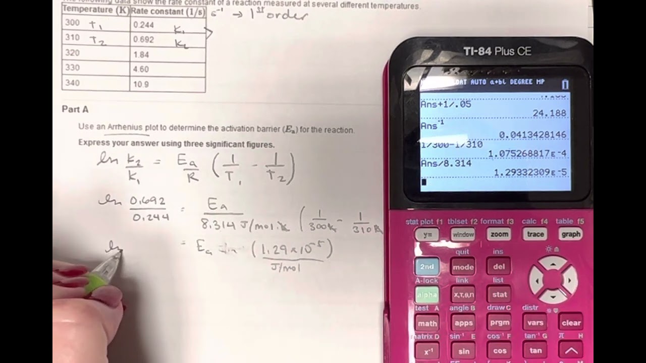 A Question from Mastering&mdash;Arrhenius Equation using experimental data