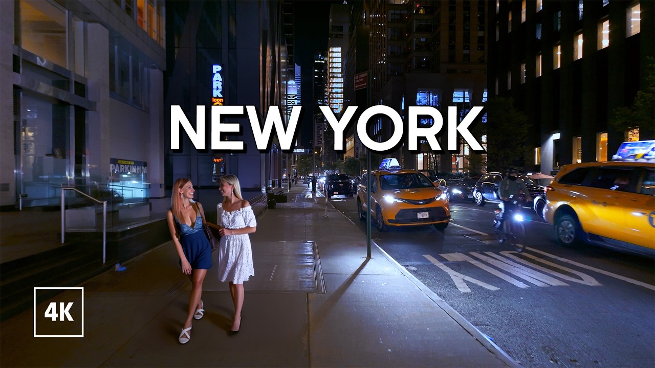 Walking in New York at Night / Explore Midtown Manhattan / NYC Walking Tour 4K