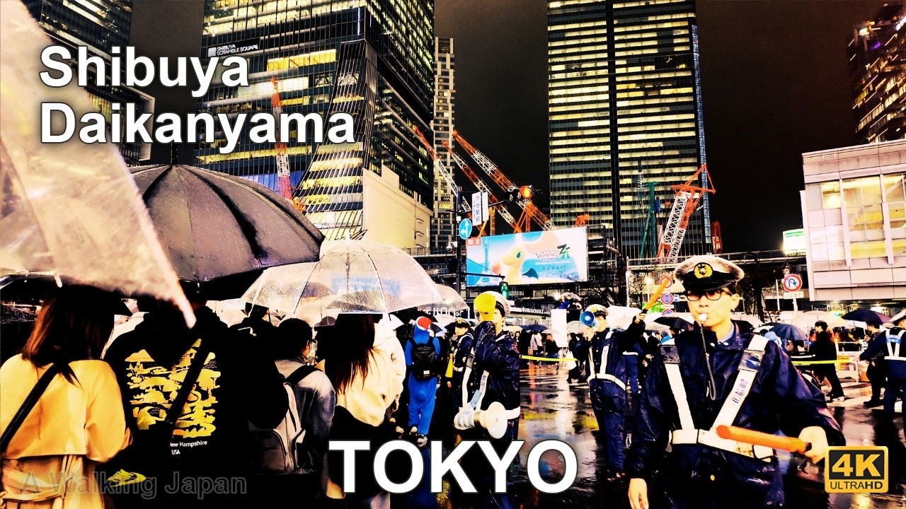 Shibuya, Daikanyama Rainy “Halloween” Night Walking Tour at Tokyo, Japan 2025.