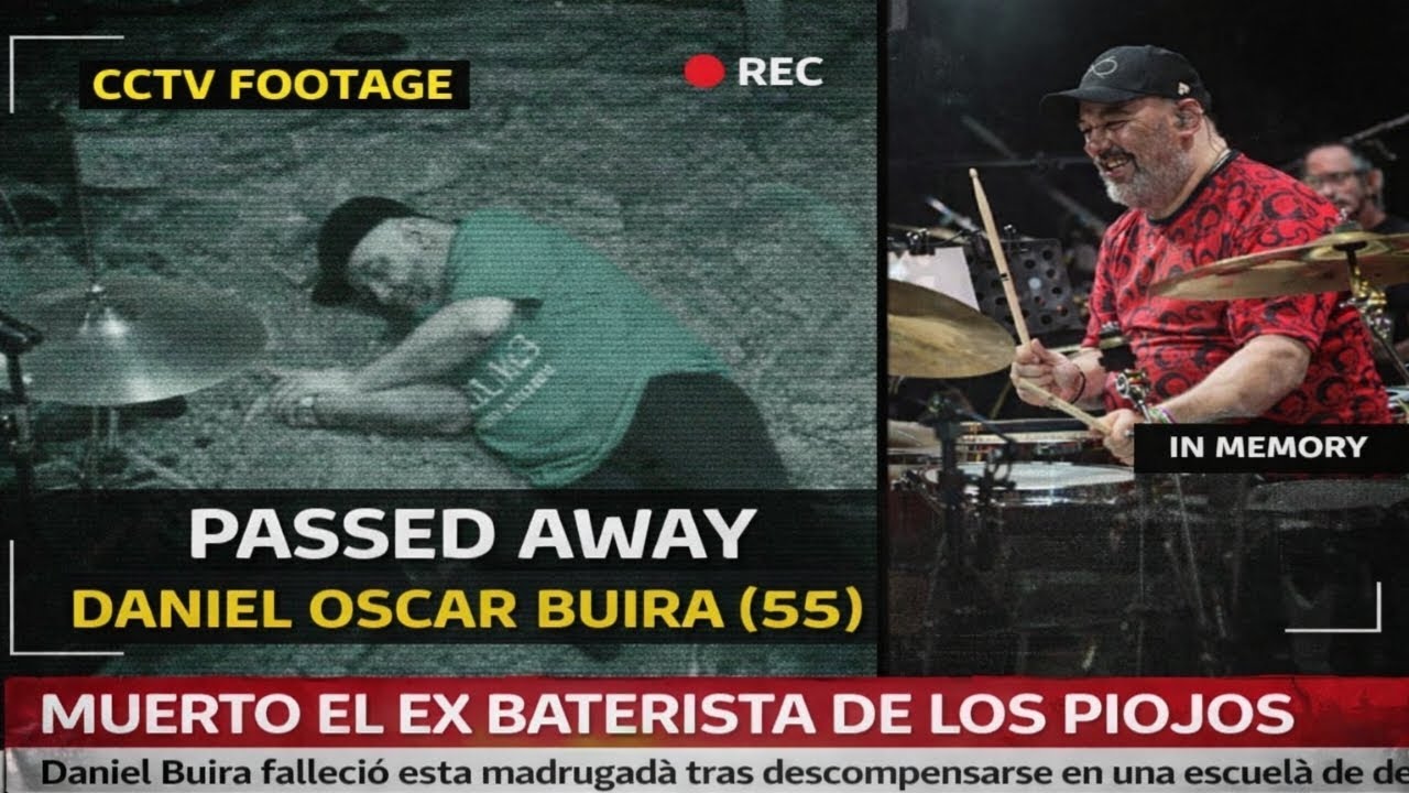 Im&aacute;genes de CCTV muestran al baterista argentino Daniel Buira desplom&aacute;ndose y falleciendo 55 a&ntilde;os
