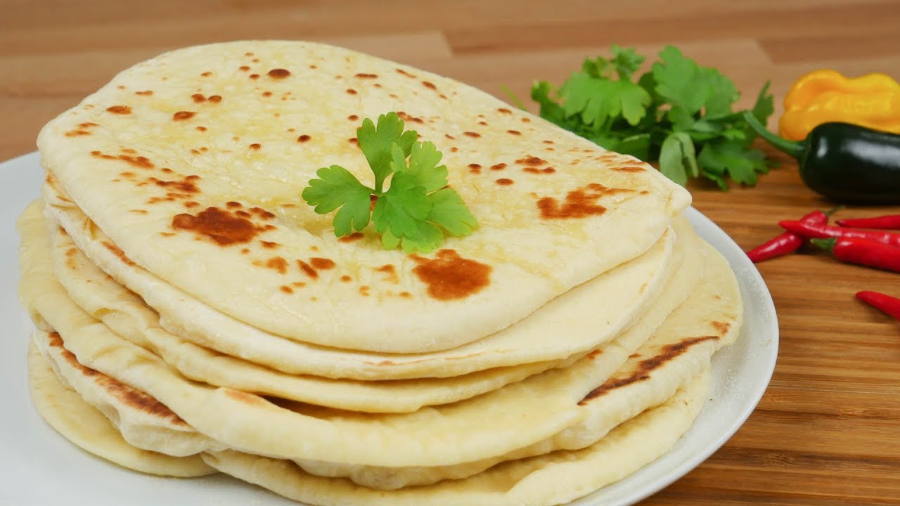 Indisches Naan Brot I Indisches Fladenbrot aus der Pfanne I Pfannenbrot