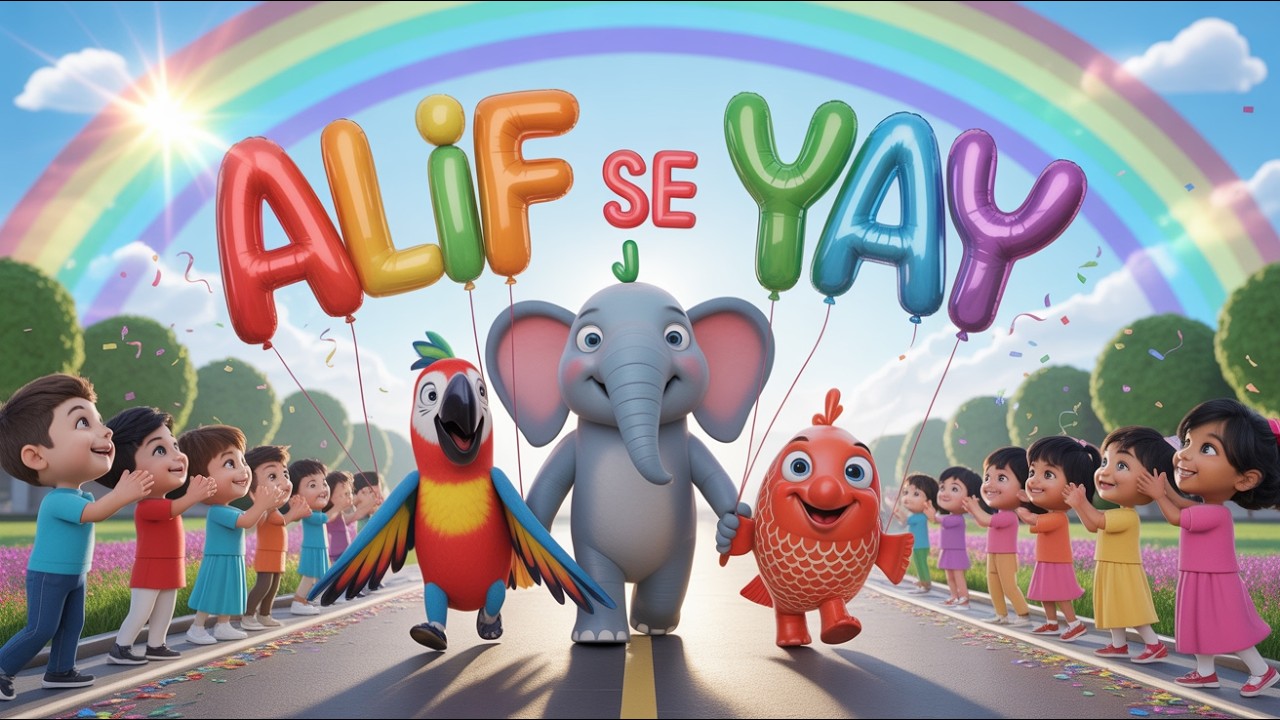 🎶 Urdu Alphabets Song for Kids | Alif to Yay Learning Poem | RhymioKids