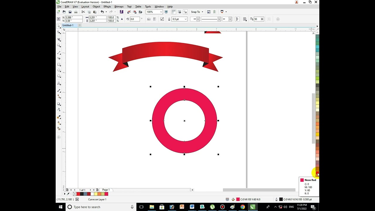 02 # Ribbon design in Corel Draw || Ribbon Design || Corel Draw 11