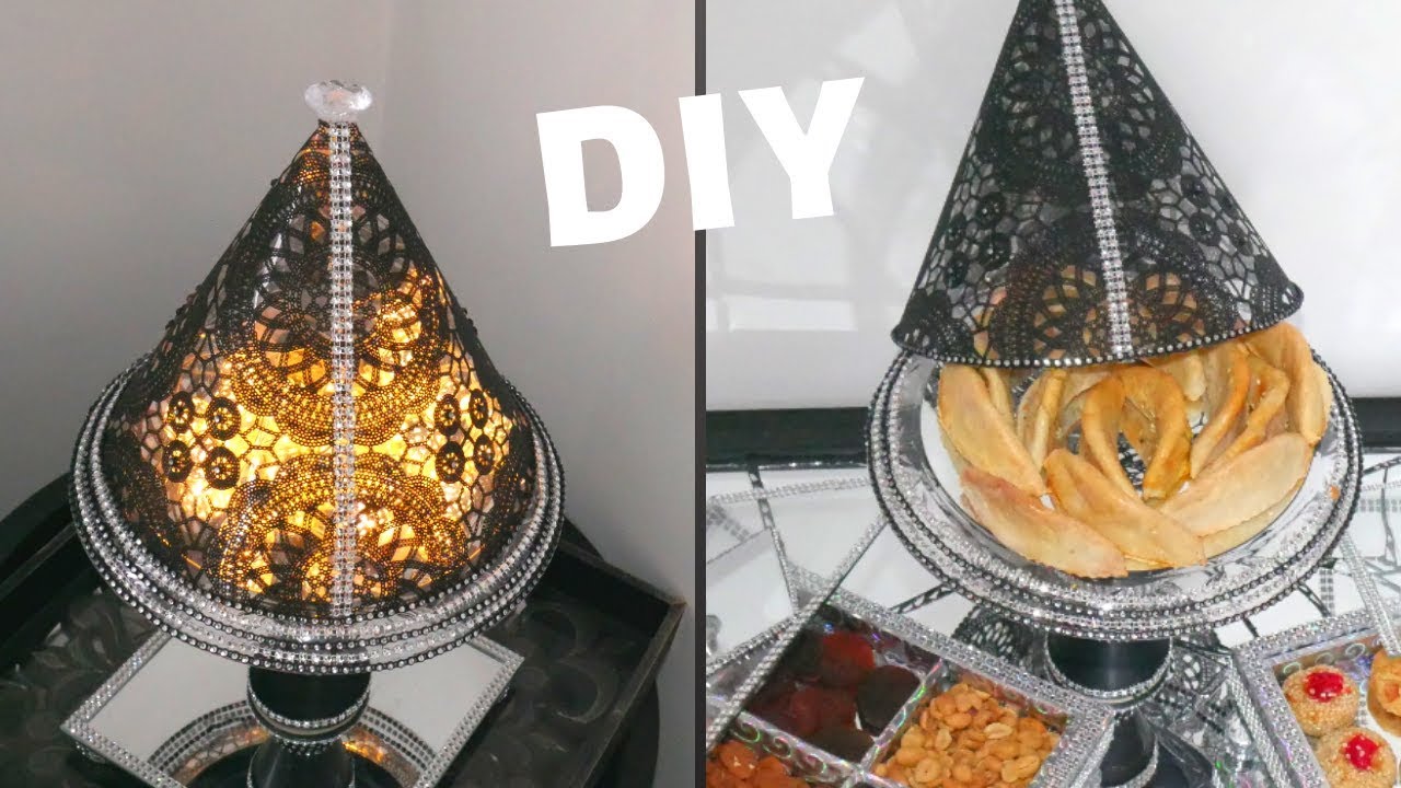 Diy حصري👈اباجورة تحفة و حامل الحلويات( طبيقة