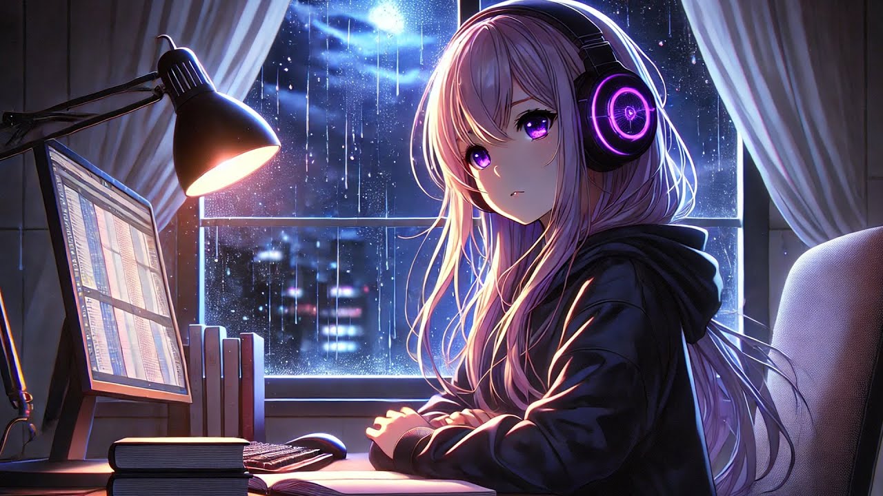 Lofi: Midnight Rain for Deep Focus | Dark Rain Ambience for Long Focus Sessions