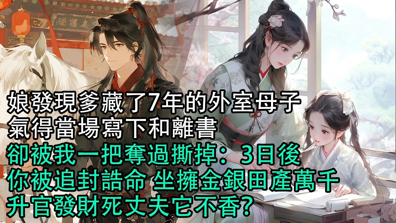 【一口氣看完】娘發現爹藏了7年的外室母子，氣得當場寫下和離書，卻被我一把奪過撕掉：3日後，你被追封誥命 坐擁金銀田產萬千，升官發財死丈夫它不香？#古言 #有聲小說 #情感故事