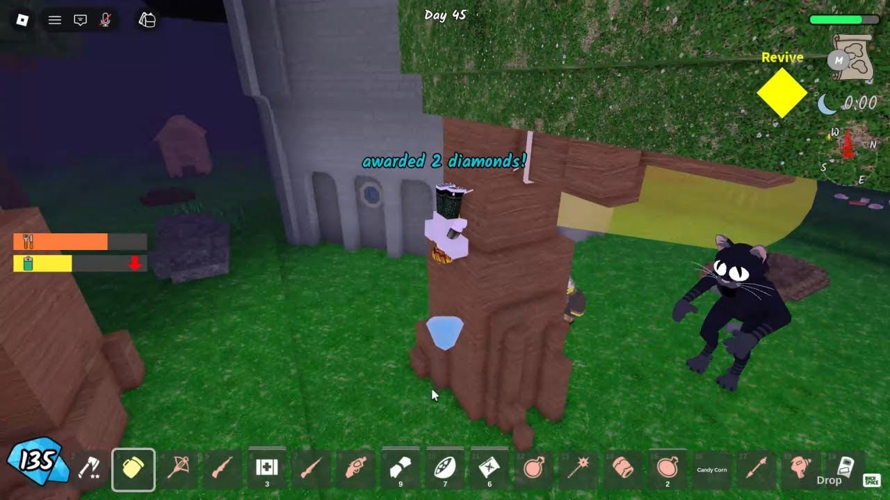 Surviving to speedrun The New Cat Update in 99 Nights in The Forest Roblox 