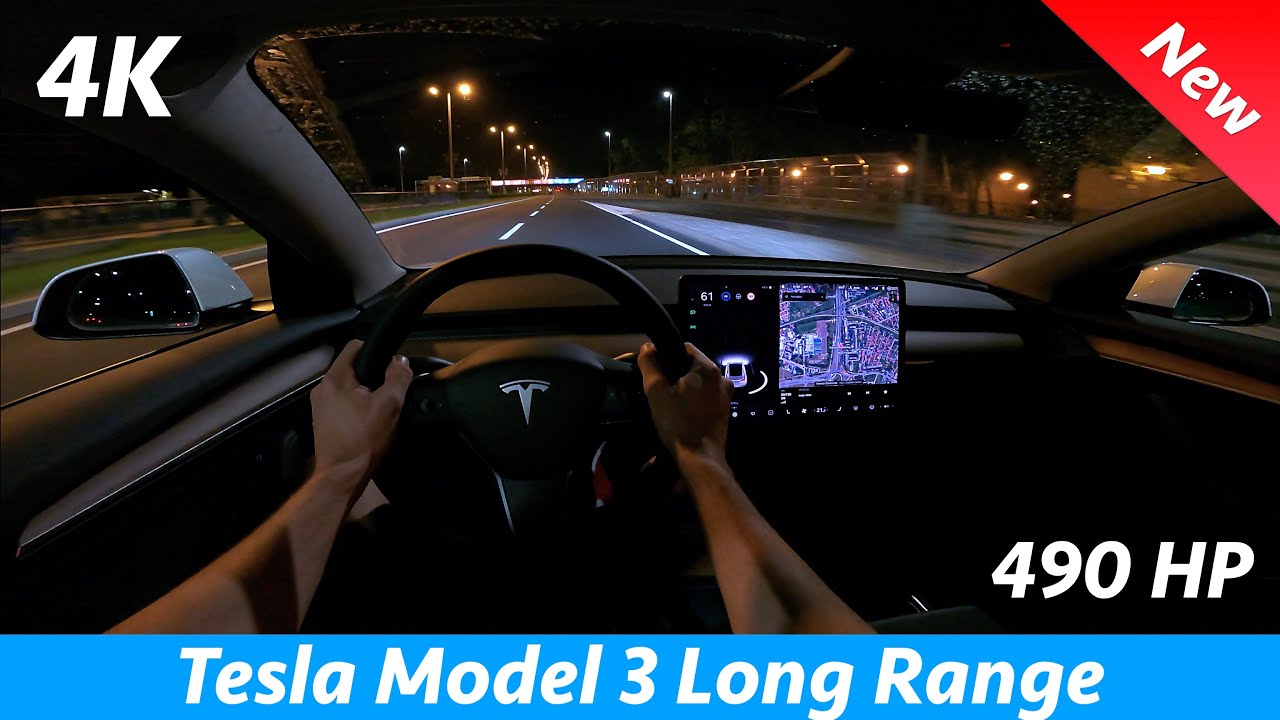 Tesla Model 3 Long Range 2021 - Ночной POV-драйв и ПОЛНЫЙ обзор в 4K | Матричный светодиод, 0 - 100