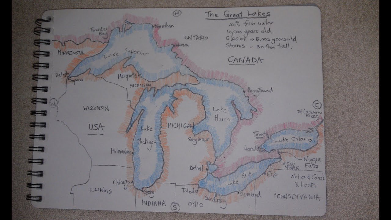 ASMR - Map of The Great Lakes - Australian Accent - Chewing Gum & Describing in a Quiet Whisper