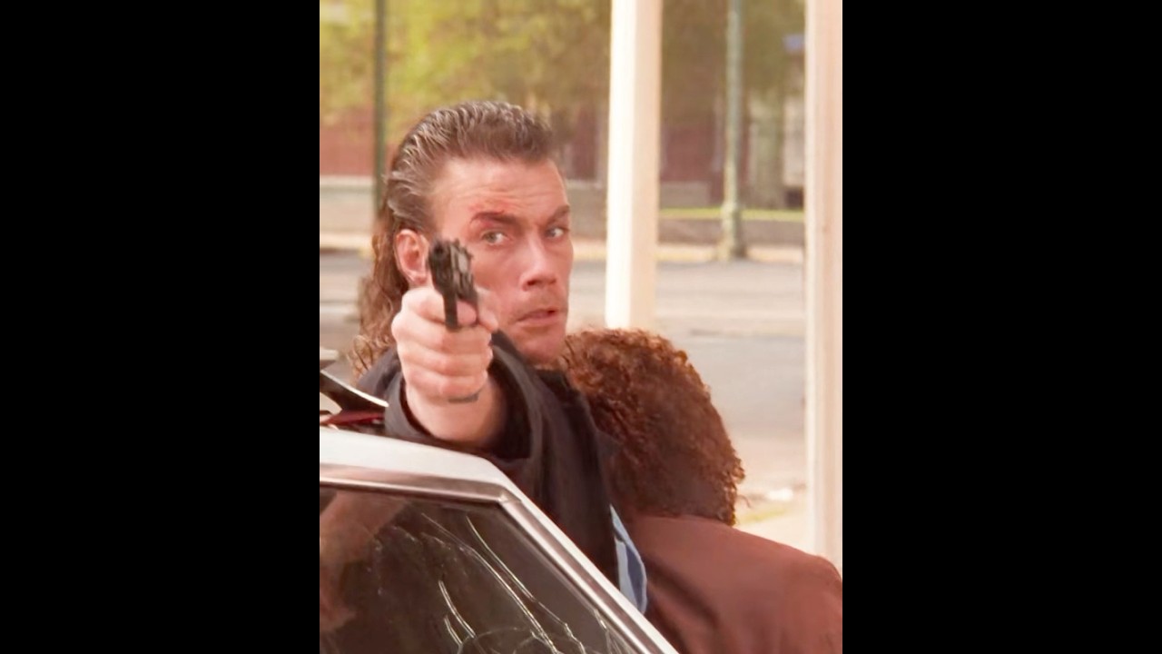 Hard Target (1993) - Intense Street Shootout: Female Officer Injured & Motorcycle Wrecked 💥🔫
