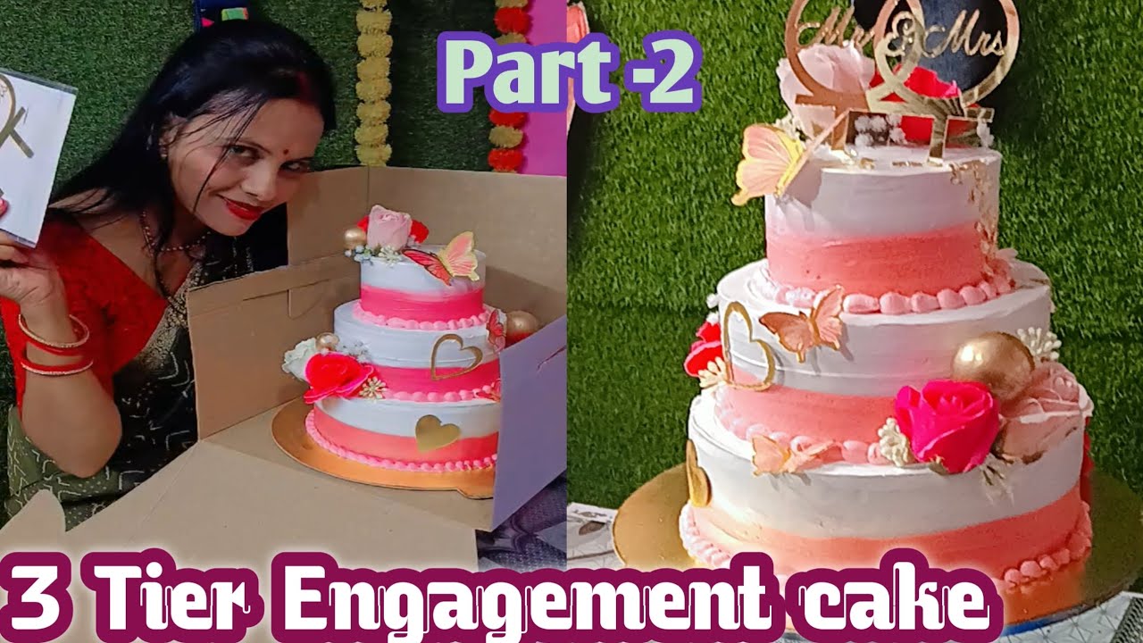 👆😃🎉3 Tier Cake decorating tutorial for Engagement 🩷3 Tier chocolate Cake making and packing video 