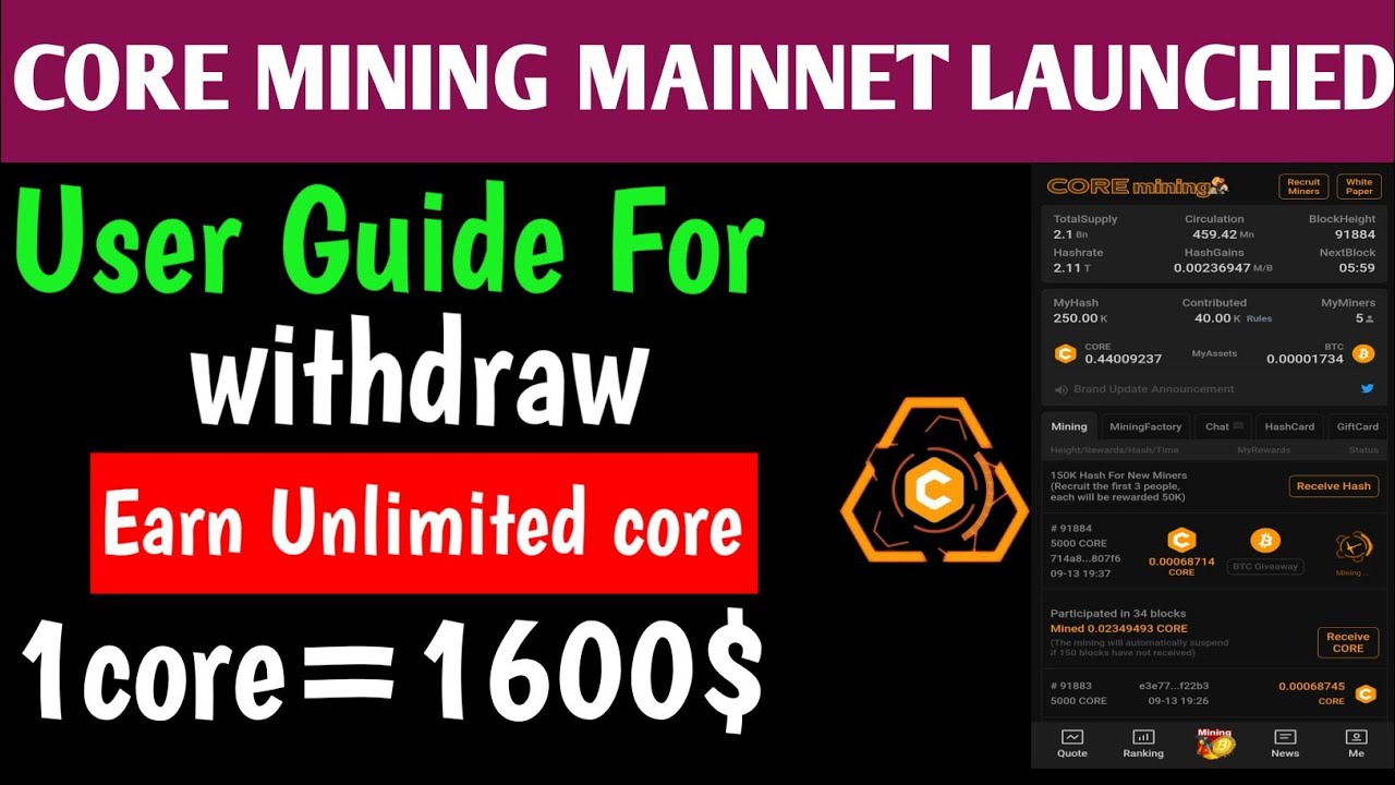 Core Mining mainnet Launched? Satoshi core mining Earning ! core mining btcs mining