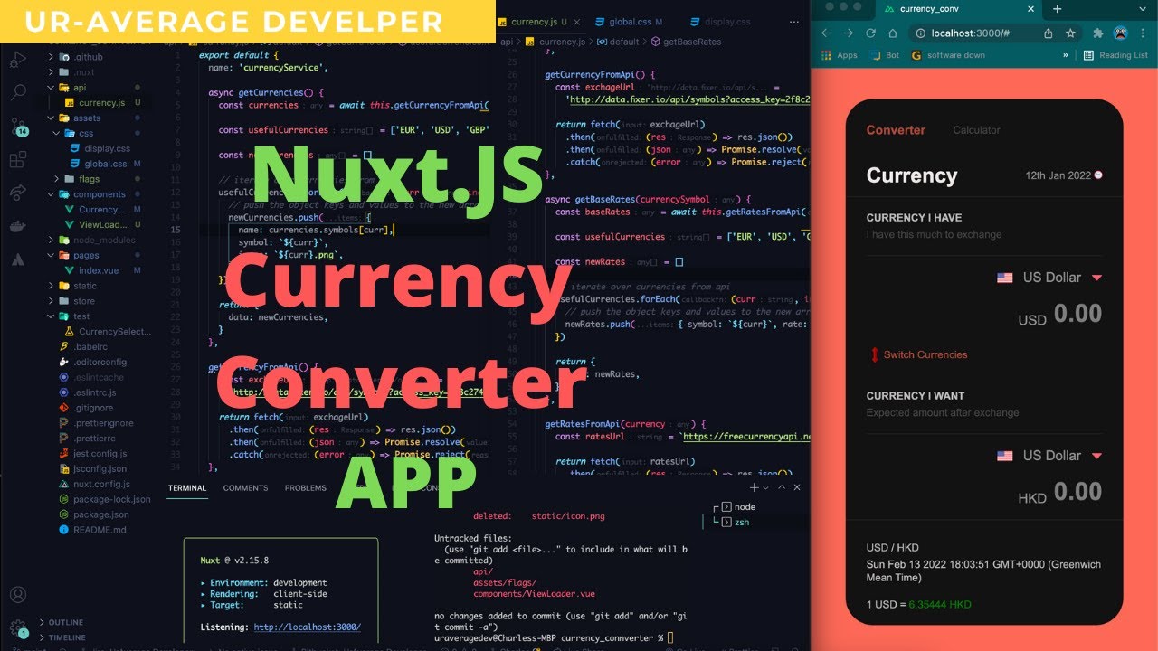 Build a Currency Converter App in Nuxt & Vue from scratch.