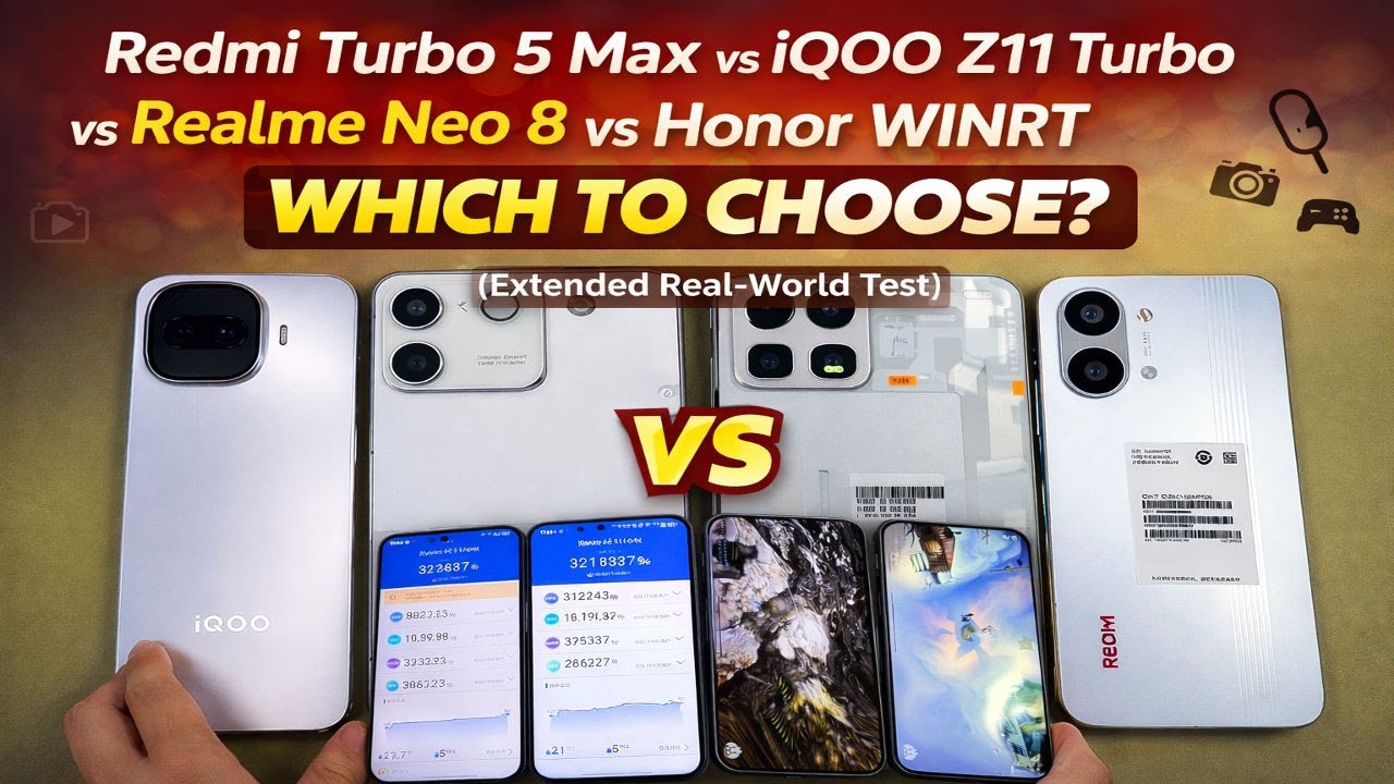 Comparison Redmi Turbo 5 Max / iQOO Z11 Turbo / Realme Neo8 /Honor WINRT | Which Is BEST? World Test