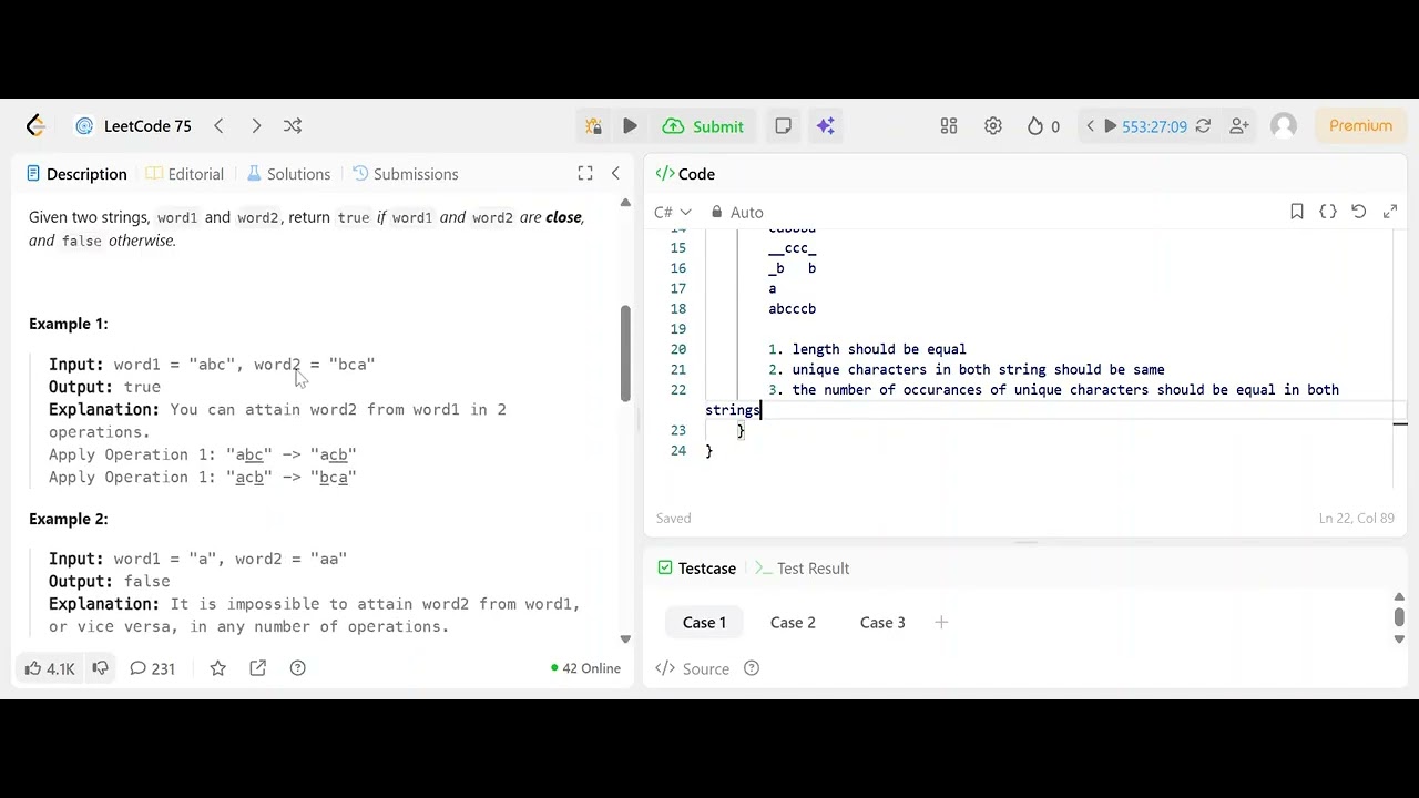 LeetCode 1657: Determine If Two Strings Are Close | Dictionary & Sorting C# Solution Explained