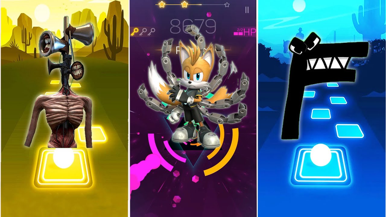 Siren Head vs Nine Tails vs Alphabet Lore(F) | Tiles Hop - Smash Color