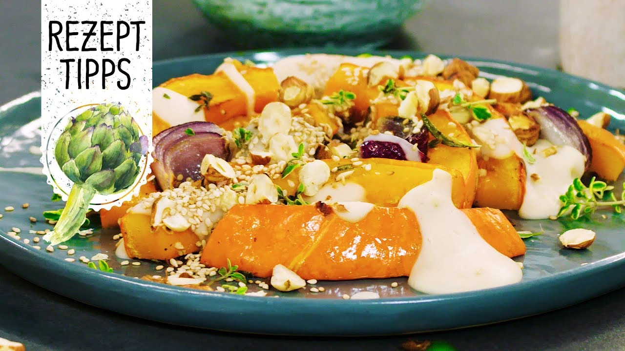 Ofenkürbis mit gerösteten Haselnüssen und Zitronen-Thymian - Volmary RezeptTipps