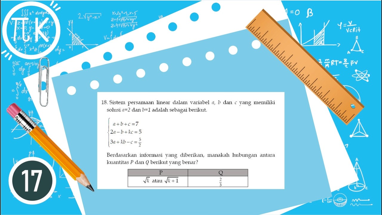 Sistem persamaan linear dalam variabel a, b dan c yang memiliki solusi a=2 dan b=1 adalah sbb
