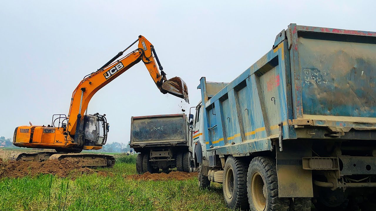 JCB 220LC Excavator Making well for Farming | TATA 3118 Trucks Loading | Komatsu Excavator | JCB 3DX