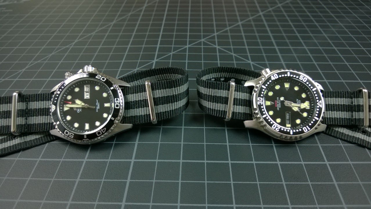 On the Wrist, from off the Cuff:  Battle of the Entry-Level Auto-Divers 2, Orient vs. Citizen