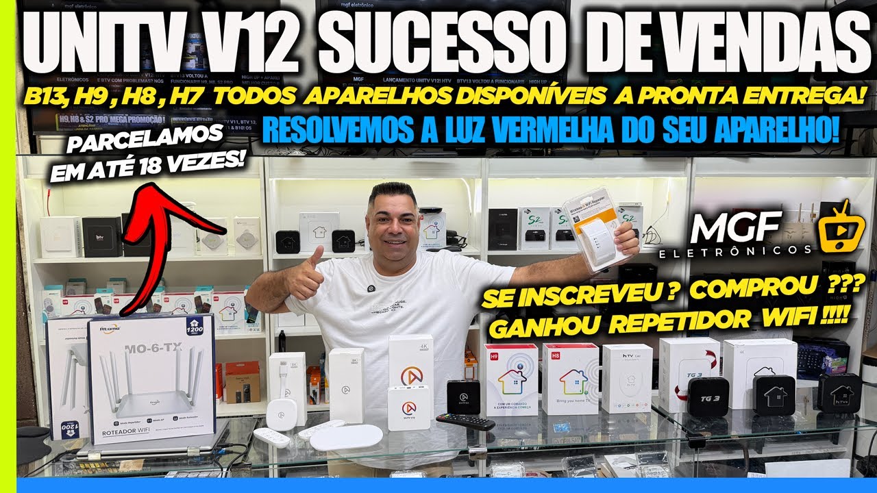 UNITV V12 SUCESSO DE VENDAS! RESOLVEMOS A LUZ VERMELHA DO SEU APARELHO! MGF ELETRÔNICOS