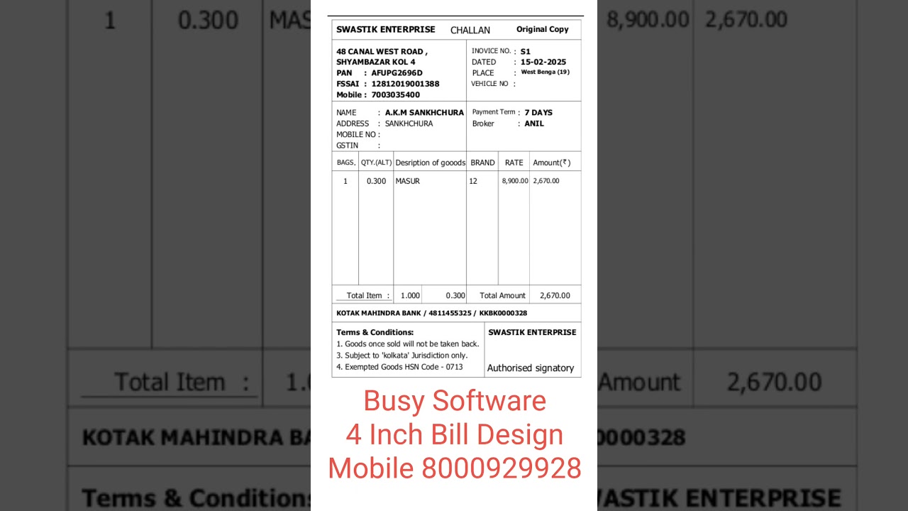 Busy Software 4 Inch Bill Design||4 Inch Bill Design In Busy Software||#8000929928