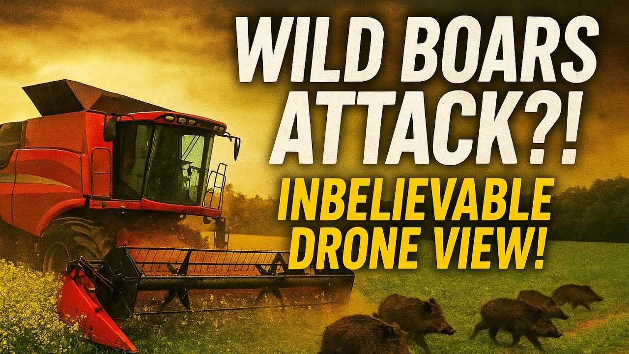 Combine Harvester vs. Wild Boars! Insane Drone Footage During Canola Harvest! 🐗💨