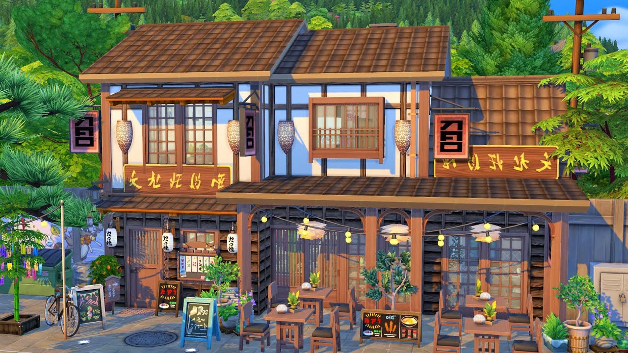 The Sims 4 ☕️ Street Café ☕️ Snowy Escape Speed Build