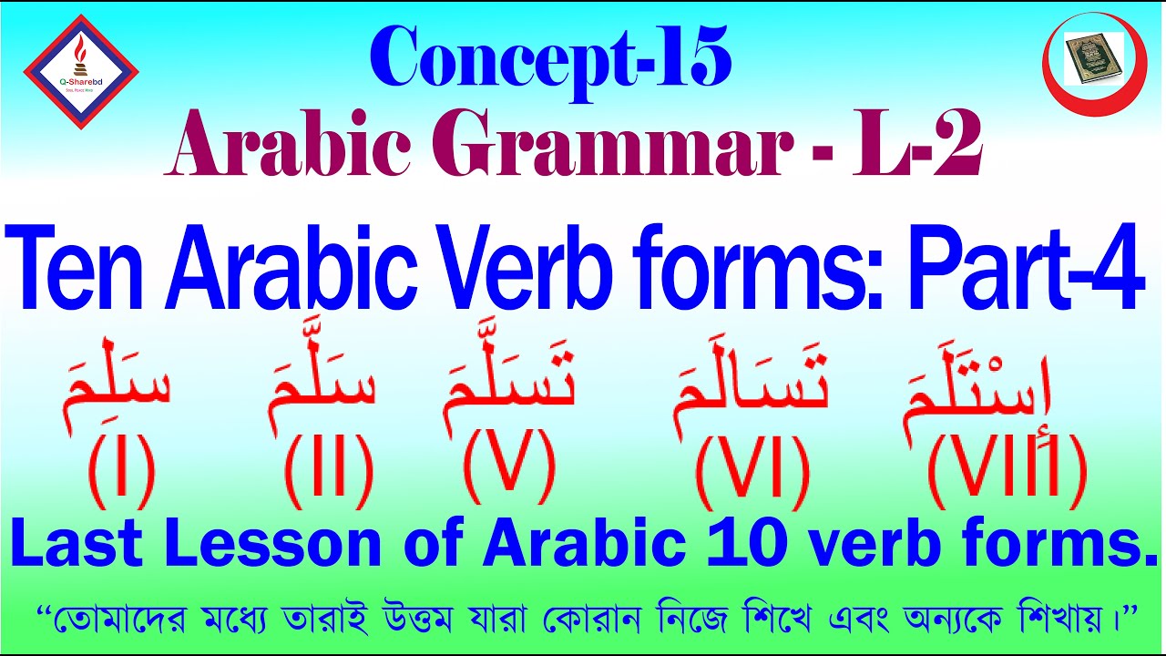 Easy arabic grammar, arabic ten verb forms, part-4, Form-6, Form-7, Form-8, arabic for beginners.