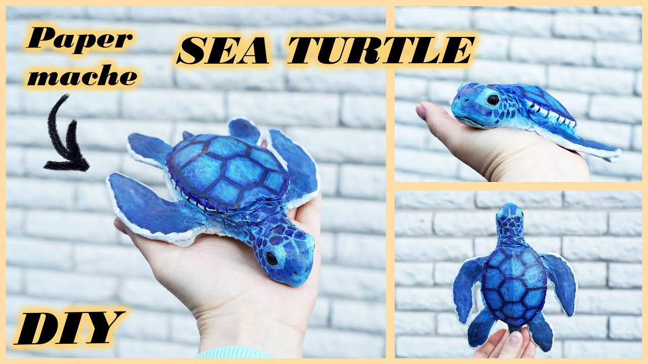 How to make a sea TURTLE 🐢 | DIY paper crafts | Paper mache animals