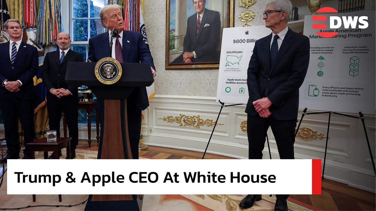 PEŁNE UWAGI: Prezydent Trump i dyrektor generalny Apple ogłaszają historyczną inwestycję w USA | ...